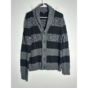Express Men's Cotton Shawl Collar Cardigan Button Down Black Gray Size L